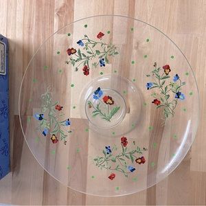 Vintage Pansy Joli Serre Footed Cake Stand